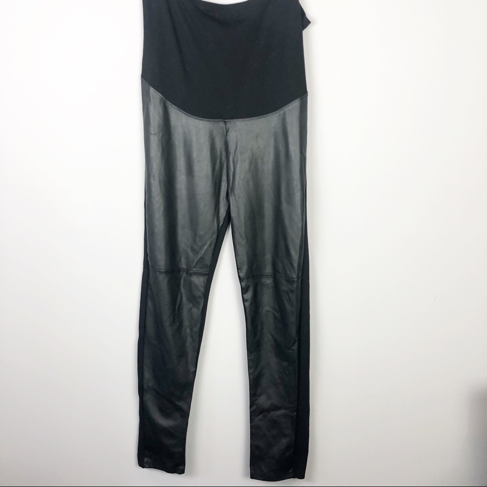 Mama Black Leather Look Maternity Pants